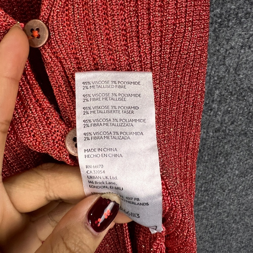 NEW Free People Seascape Vest Rouge Metallic Knit Button Front Cropped Vest S - Picture 8 of 10